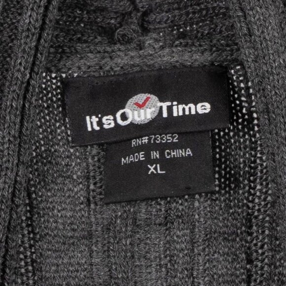 Its Our Time Cardigan Sweater XL Womens Charcoal Gray Ribbed Knit Long Pockets - Picture 4 of 5